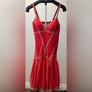 A|X Armani Exchange Red Fit-and- Flare Dress Size 0
